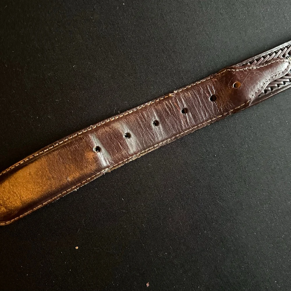 Men's Noona Brown Leather Belt with Silver Buckle